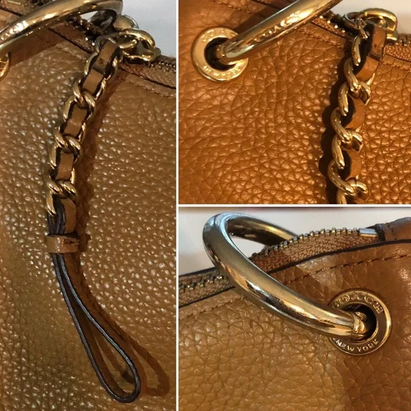 COACH MIA Brown Pebbled Leather Shoulder Bag